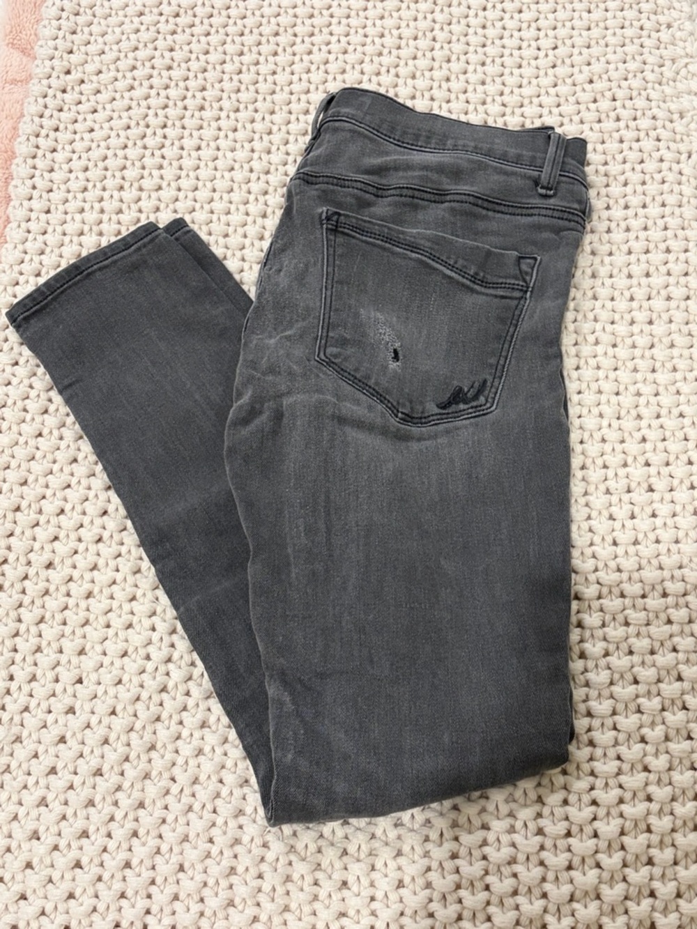 Express Women’s Gray Slim Fit Distressed Jeans - Size 10